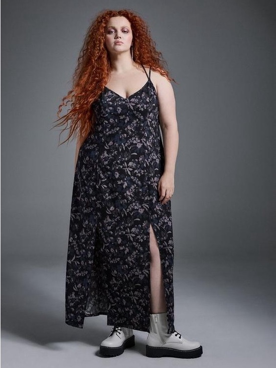 torrid Dresses & Skirts - torrid Black and Gray Floral Slip Maxi Dress
